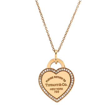 Tiffany & Co. Return to Tiffany Heart Pendant Necklace 18K Rose Gold with Diamonds