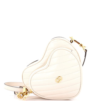 Gucci Interlocking G Heart Shoulder Bag Diagonal Quilted Leather Mini