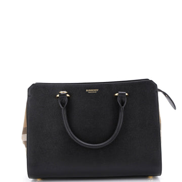 Burberry Banwell Tote Leather and House Check Canvas Small