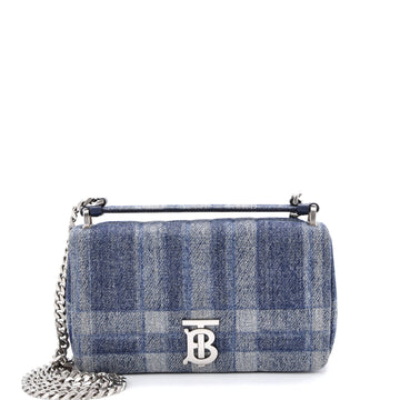 Burberry Lola Crossbody Bag Quilted Printed Denim Small