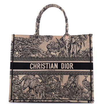 Christian Dior Book Tote Embroidered Canvas Large