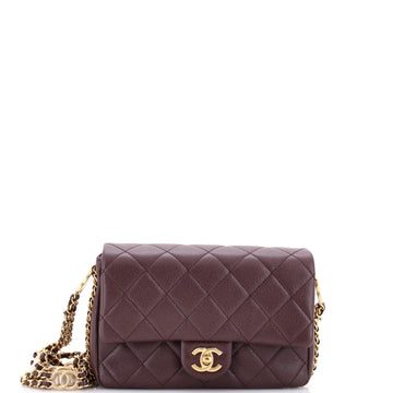 Chanel CC You Flap Bag Quilted Caviar Mini
