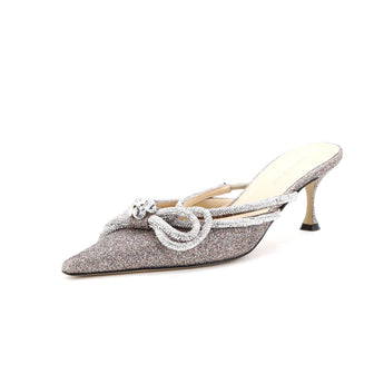 Mach & Mach Women's Double Bow Heeled Mules Glitter 65