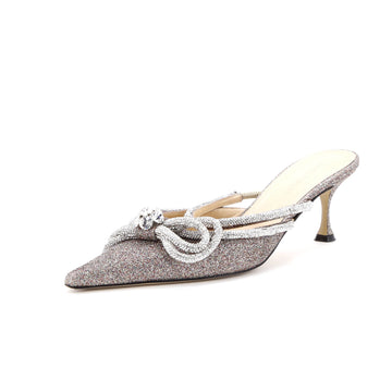 Mach & Mach Women's Double Bow Heeled Mules Glitter 65