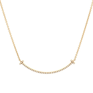 Tiffany & Co. T Smile Pendant Necklace 18K Yellow Gold and Diamonds Small