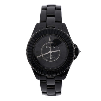 Chanel J12 Noir Limited Edition Automatic Watch Ceramic and Stainless Steel with Baguette Sapphire Bezel 33