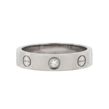 Cartier Love Wedding Band 1 Diamond Ring 18K White Gold with Diamond
