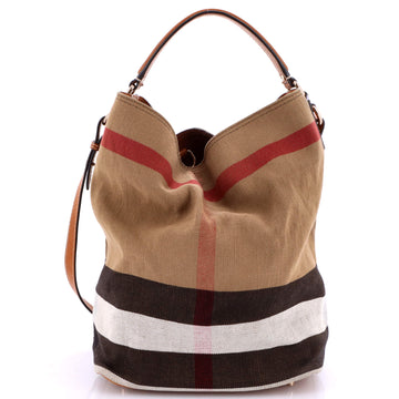 Burberry Ashby Bag House Check Canvas Medium
