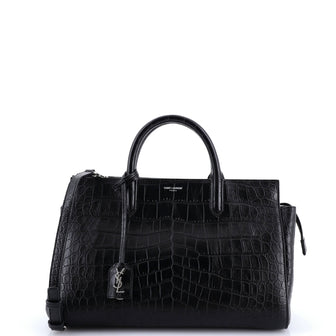 Saint Laurent Rive Gauche Cabas Crocodile Embossed Leather Small