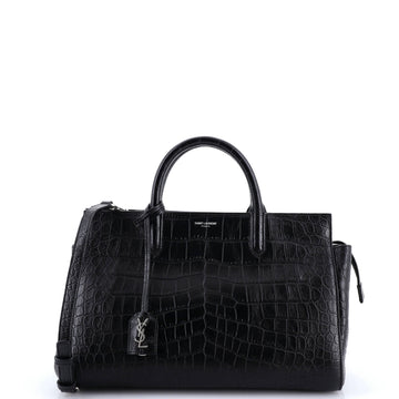 Saint Laurent Rive Gauche Cabas Crocodile Embossed Leather Small
