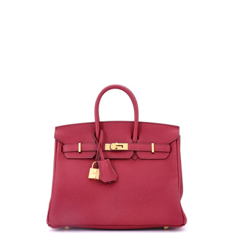 Hermes Birkin Handbag Red Togo with Gold Hardware 25