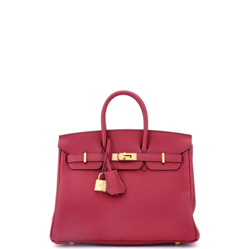Hermes Birkin Handbag Red Togo with Gold Hardware 25