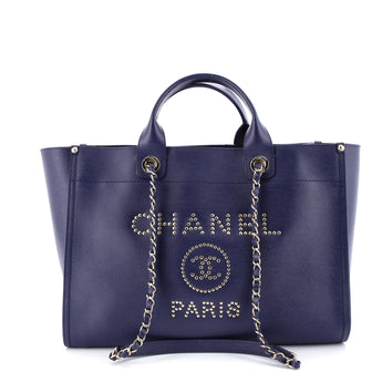 Chanel Deauville Tote Studded Caviar Medium