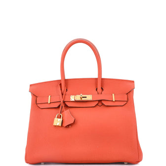 Hermes Birkin Handbag Orange Togo with Gold Hardware 30