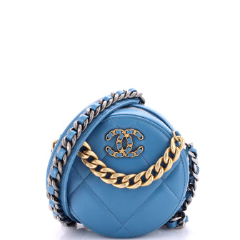 Chanel 19 Round Clutch with Chain Quilted Leather