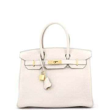 Hermes Birkin Handbag Light Togo with Gold Hardware 30