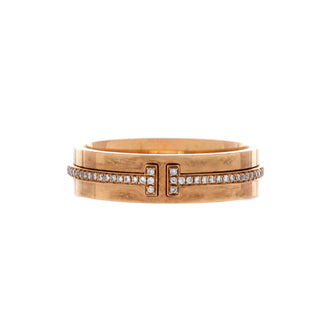Tiffany & Co. Tiffany T Ring 18K Rose Gold with Diamonds Wide