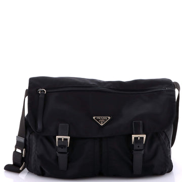 Prada Zip Buckle Messenger Bag Tessuto Medium