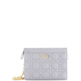 Christian Dior Caro Clutch with Chain Cannage Quilt Calfskin Small