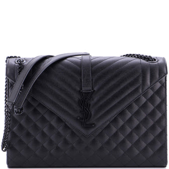 Saint Laurent Classic Monogram Envelope Satchel Mixed Matelasse Leather Large
