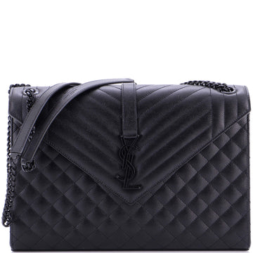 Saint Laurent Classic Monogram Envelope Satchel Mixed Matelasse Leather Large