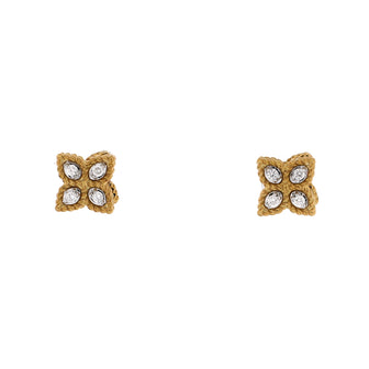 Roberto Coin Princess Flower Stud Earrings 18K Yellow Gold and 18K White Gold with Diamonds Small