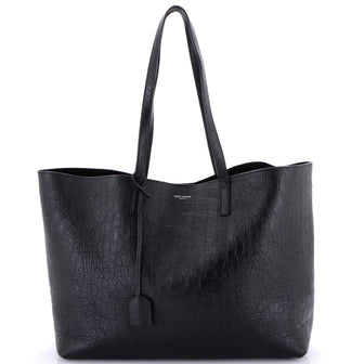 Saint Laurent Shopper Tote Crocodile Embossed Leather Large