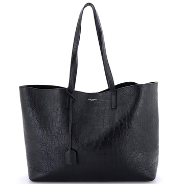 Saint Laurent Shopper Tote Crocodile Embossed Leather Large