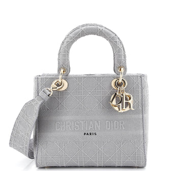 Christian Dior Lady D-Lite Bag Cannage Embroidered Canvas Medium