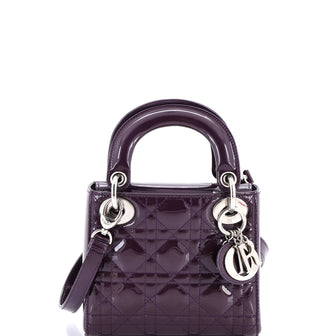 Christian Dior Lady Dior Bag Cannage Quilt Patent Mini