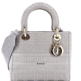 Christian Dior Lady D-Lite Bag Cannage Embroidered Canvas Medium