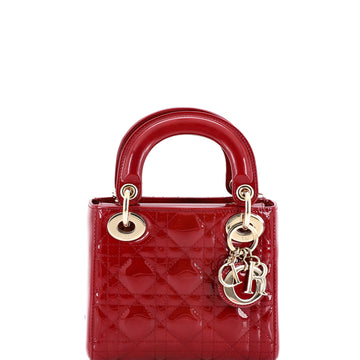 Christian Dior Lady Dior Chain Bag Cannage Quilt Patent Mini