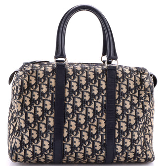 Christian Dior Vintage Trotter Boston Bag Diorissimo Canvas Medium