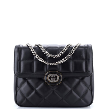 Gucci Deco Chain Flap Bag Mixed Matelasse Leather Small