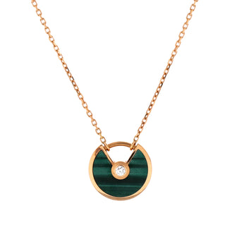 Cartier Amulette de Cartier Pendant Necklace 18K Rose Gold with Malachite and Diamond XS