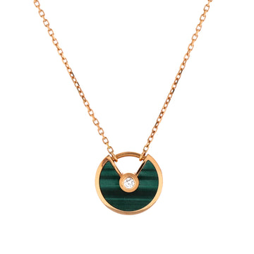 Cartier Amulette de Cartier Pendant Necklace 18K Rose Gold with Malachite and Diamond XS