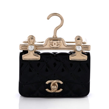 Chanel Flap Bag Brooch Metal and Resin with Faux Pearls