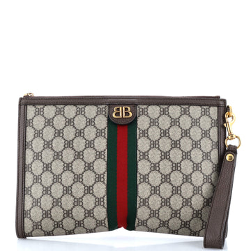 Balenciaga x Gucci The Hacker Project Web Wristlet Clutch BB Coated Canvas