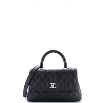 Chanel Coco Top Handle Bag Quilted Caviar Mini
