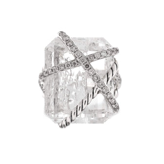 David Yurman Cable Wrap Ring Sterling Silver with Crystal and Diamonds 20mm