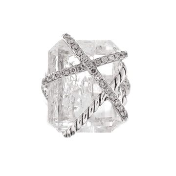 David Yurman Cable Wrap Ring Sterling Silver with Crystal and Diamonds 20mm