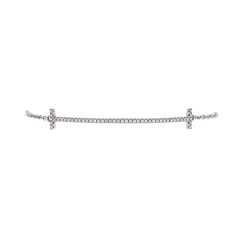 Tiffany & Co. T Smile Chain Bracelet 18K White Gold with Diamonds Medium