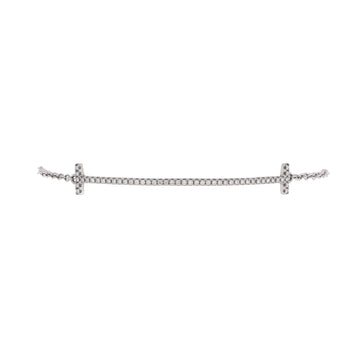 Tiffany & Co. T Smile Chain Bracelet 18K White Gold with Diamonds Medium