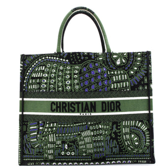 Christian Dior Book Tote Embroidered Canvas Large