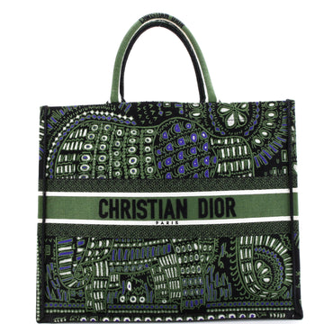 Christian Dior Book Tote Embroidered Canvas Large