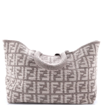 Fendi Shopper Tote Zucca Crochet Cashmere Large