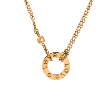 Cartier 2 Diamonds Love Pendant Necklace 18K Yellow Gold and Diamonds