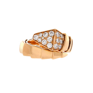 Bvlgari Serpenti Viper One-Coil Ring 18K Rose Gold with Diamonds Wide