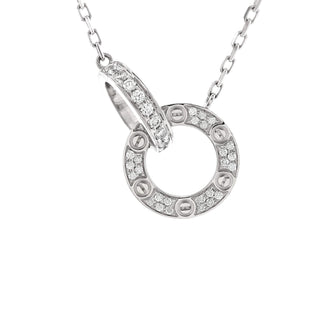 Cartier Love Interlocking Pave Necklace 18K White Gold and Diamonds