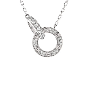 Cartier Love Interlocking Pave Necklace 18K White Gold and Diamonds